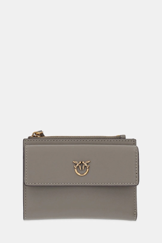 Кожен портфейл Pinko гладка кожа сив 103612.A0F1
