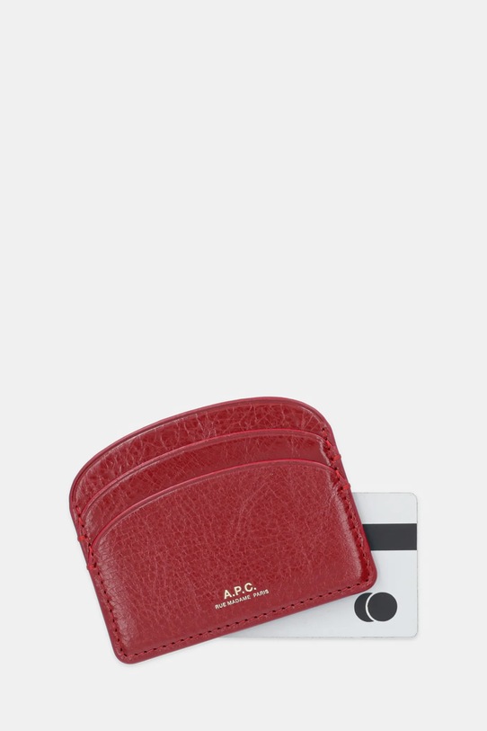 Akcesoria A.P.C. etui na karty skórzane porte-cartes demi-lune PXCCK.F63270 czerwony