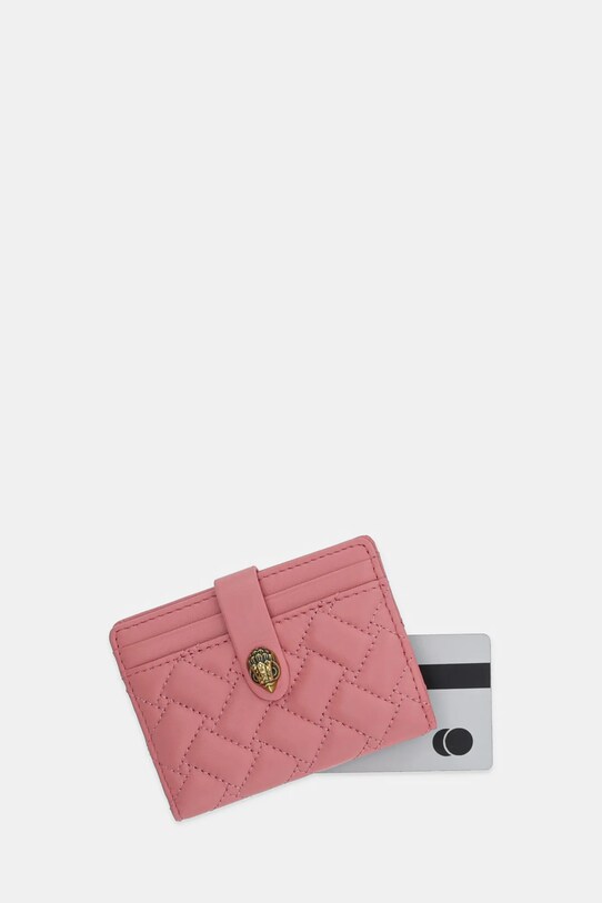 Akcesoria Kurt Geiger London etui na karty skórzane KENSINGTON 1275057109 różowy