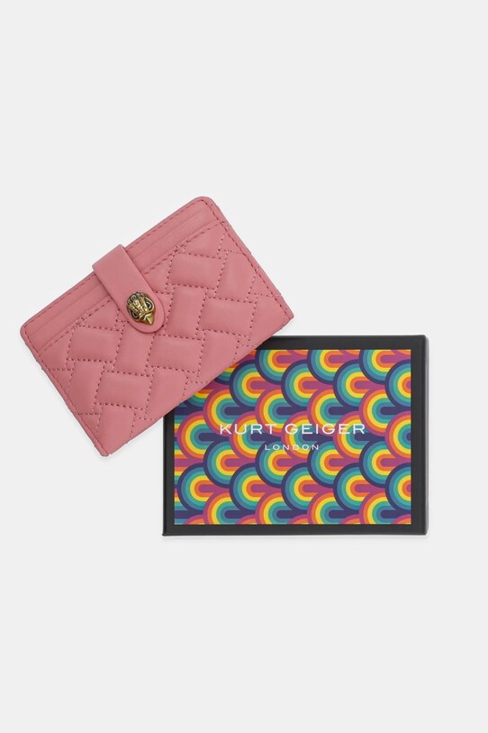 Kurt Geiger London etui na karty skórzane KENSINGTON 1275057109 różowy