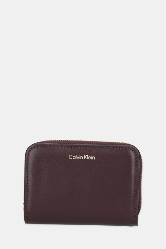 Calvin Klein portfel skórzany skóra licowa bordowy LV04F1075G