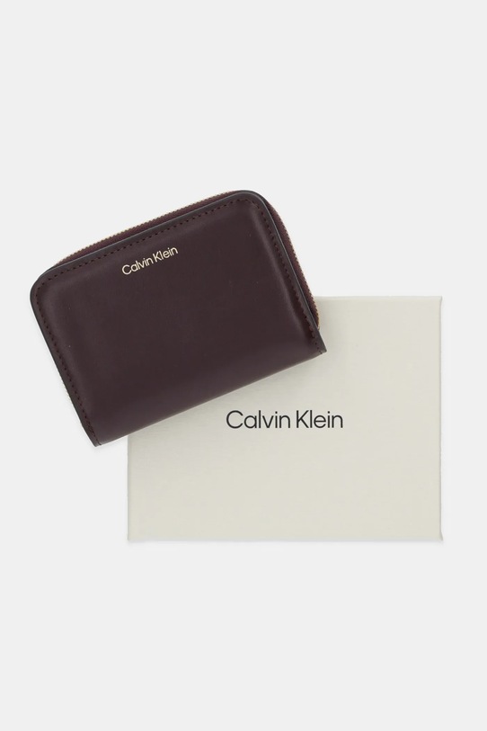 Calvin Klein portfel skórzany LV04F1075G bordowy