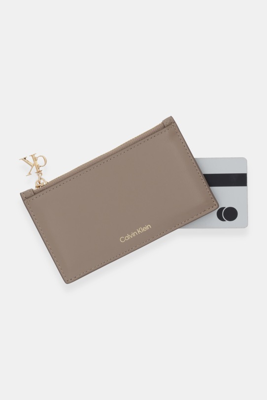 Akcesoria Calvin Klein portfel skórzany LV04F1076G beżowy