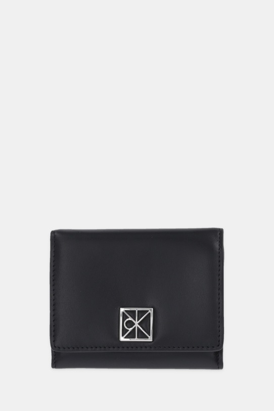 Calvin Klein portfel skórzany drobny wzór czarny LV04F1082G