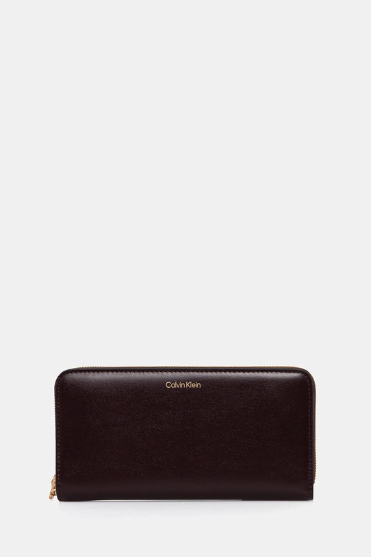 Calvin Klein portfel skórzany skóra licowa bordowy LV04F1093G