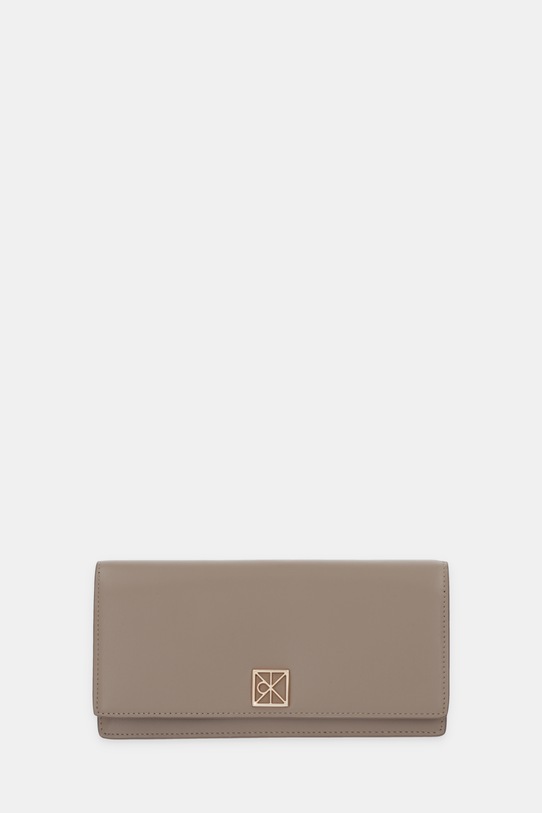 Calvin Klein portfel skórzany skóra licowa beżowy LV04F1098G