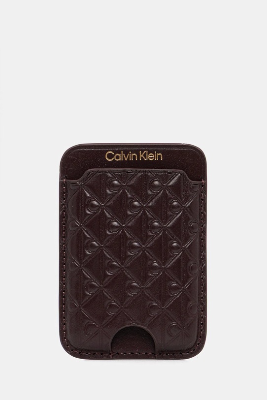 Calvin Klein etui na karty skórzane etui na karty bordowy LV04F1100G