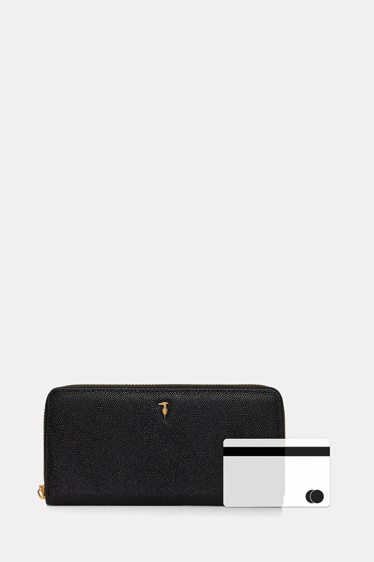 Δερμάτινο πορτοφόλι Trussardi I042E000073N μαύρο