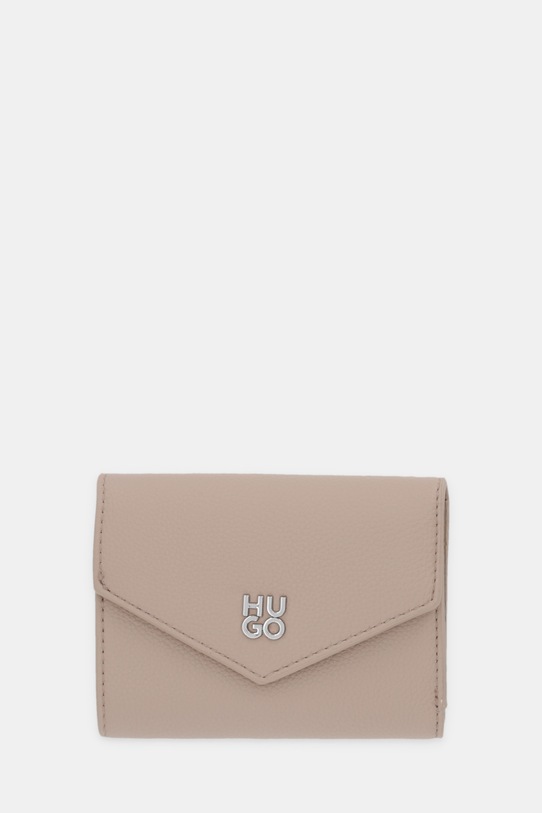 Πορτοφόλι HUGO Chris 2.0 FlapWallet απομίμηση λείου δέρματος μπεζ 50547914