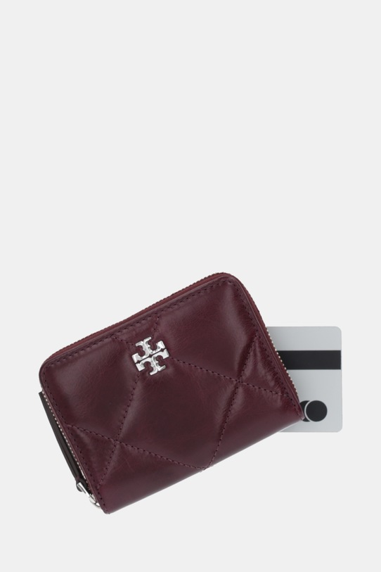 Tory Burch portfel skórzany Kira Diamond Quilt bordowy 174397.500