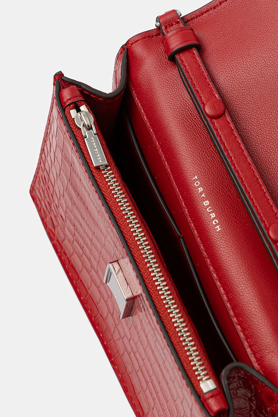 Kožená kabelka Tory Burch Kira Croc Mini Top 174400.600 červená