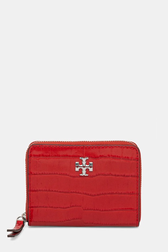 Шкіряний гаманець Tory Burch Kira Croc Small Zip лицьова шкіра червоний 174401.600