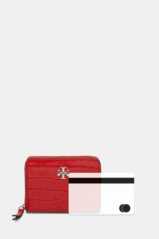 Kožni novčanik Tory Burch Kira Croc Small Zip crvena 174401.600