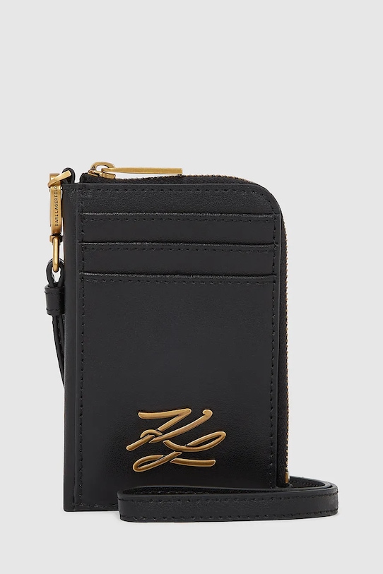 Кожен портфейл Karl Lagerfeld K/AUTOGRAPH гладка кожа черен A4W32035