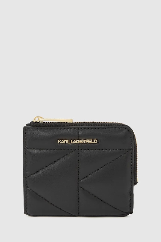 Кожен портфейл Karl Lagerfeld K/KUILT гладка кожа черен A4W32039