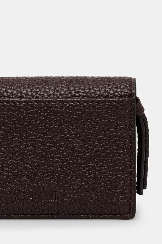 Akcesoria GANNI portfel Card Holder With Flap Grained A7279 brązowy