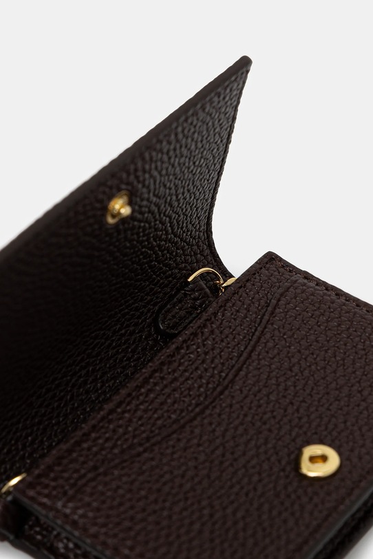 GANNI portfel Card Holder With Flap Grained brązowy A7279