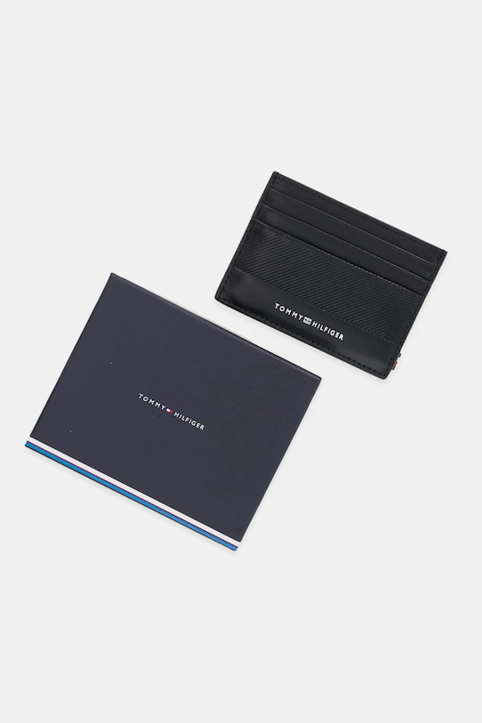 Kožené pouzdro na karty Tommy Hilfiger černá AM0AM13506