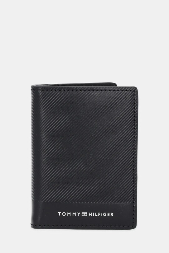 Tommy Hilfiger carcasă din piele husă de card negru AM0AM13511