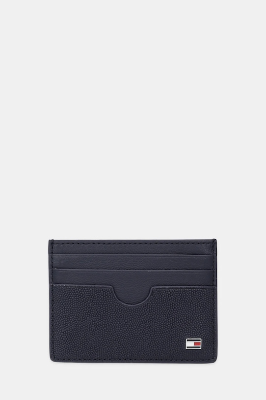 Kožené pouzdro na karty Tommy Hilfiger obal na karty námořnická modř AM0AM13517