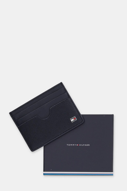 Kožené pouzdro na karty Tommy Hilfiger námořnická modř AM0AM13517