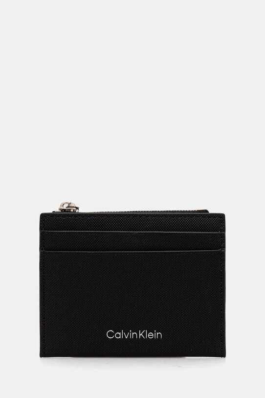 Шкіряний гаманець Calvin Klein лицьова шкіра чорний LV04D1044G