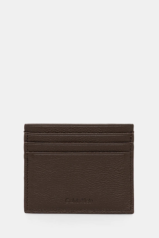 Usnjen etui za kartice Calvin Klein etui za kartice rjava LV04D1100G