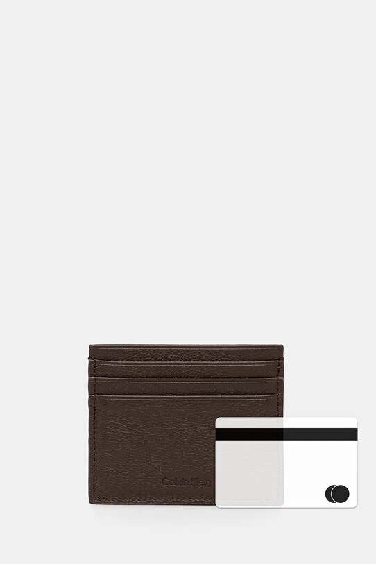 Δερμάτινη θήκη για κάρτες Calvin Klein καφέ LV04D1100G