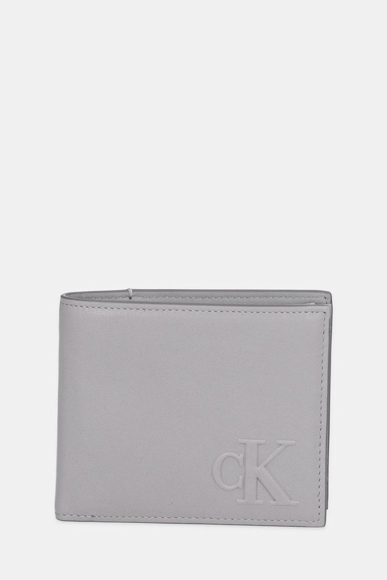 Δερμάτινο πορτοφόλι Calvin Klein λείο δέρμα γκρί LV04G1072G