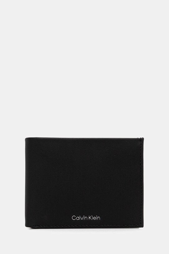 Шкіряний гаманець Calvin Klein лицьова шкіра чорний LV04D1045G