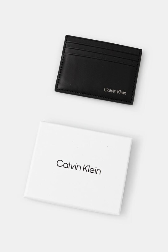 Accesorii Calvin Klein card holder din piele LV04D1104G negru