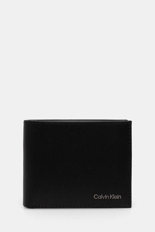 Шкіряний гаманець Calvin Klein лицьова шкіра чорний LV04D1103G