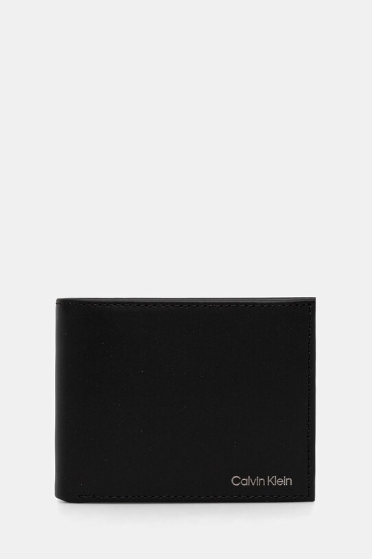 Calvin Klein portfel skórzany skóra licowa czarny LV04D1105G