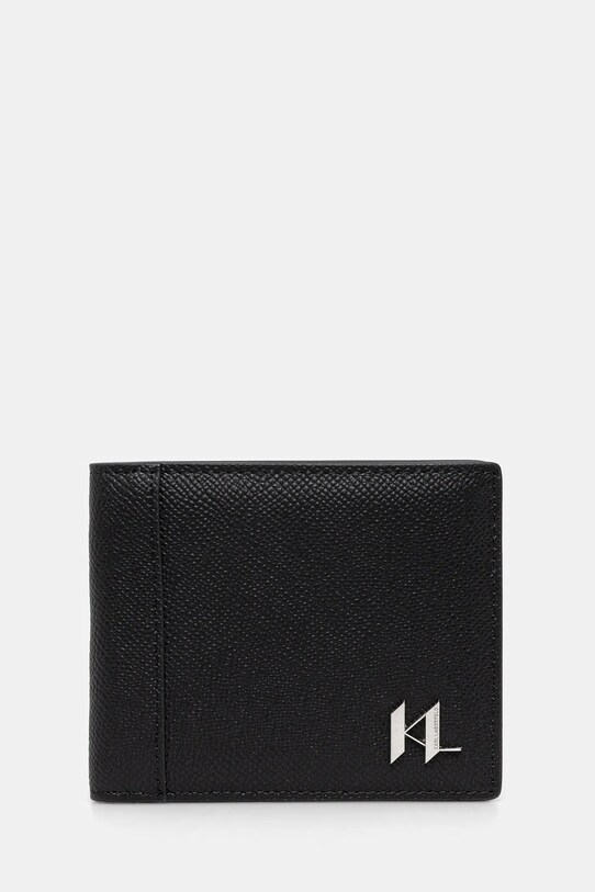 Karl Lagerfeld bőr pénztárca K/MONOGRAM sima fekete A3M30182