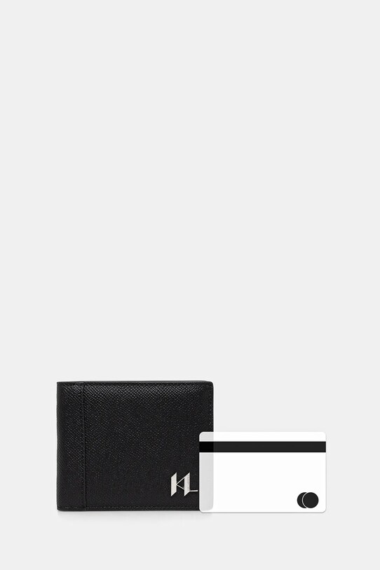 Karl Lagerfeld bőr pénztárca K/MONOGRAM fekete A3M30182