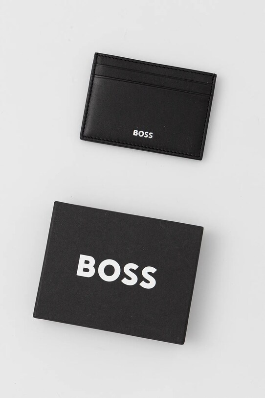 Αξεσουάρ Δερμάτινη θήκη για κάρτες BOSS 50546166 μαύρο
