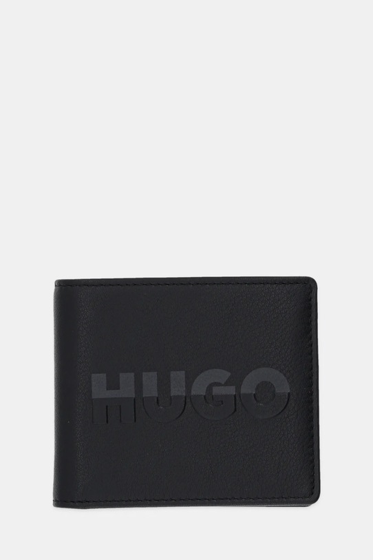 HUGO portfel skórzany drobny wzór czarny 50548733