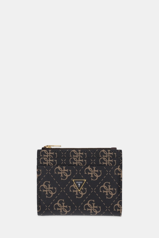 Guess portfel skórzany MILANO skóra licowa brązowy SMMALO.LEA03