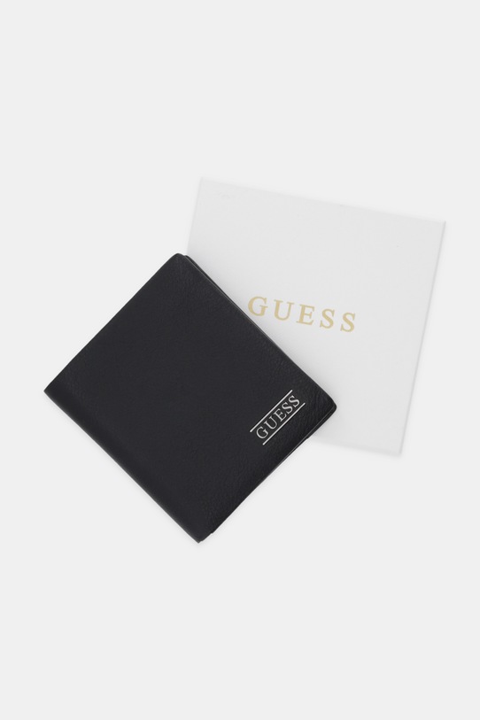 Δερμάτινο πορτοφόλι Guess BOSTON SMNEBR.LEA18 μαύρο