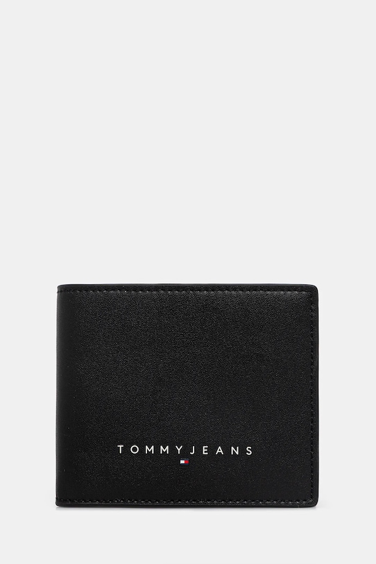 Kožená peněženka Tommy Jeans přírodní kůže černá AM0AM13695