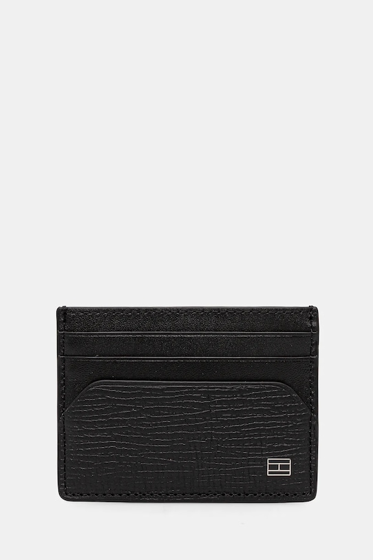 Kožené pouzdro na karty Tommy Hilfiger obal na karty černá AM0AM13707