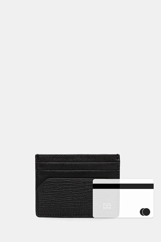 Kožené pouzdro na karty Tommy Hilfiger černá AM0AM13707