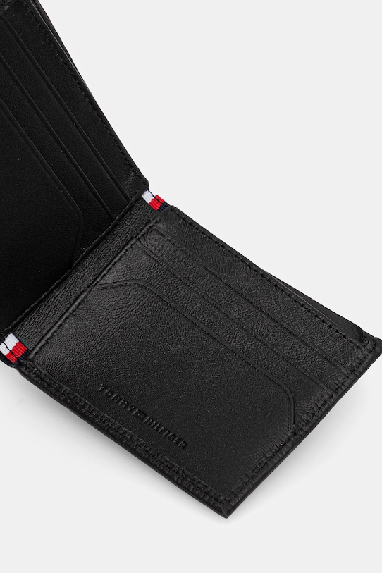 Kožená peněženka Tommy Hilfiger černá AM0AM13708