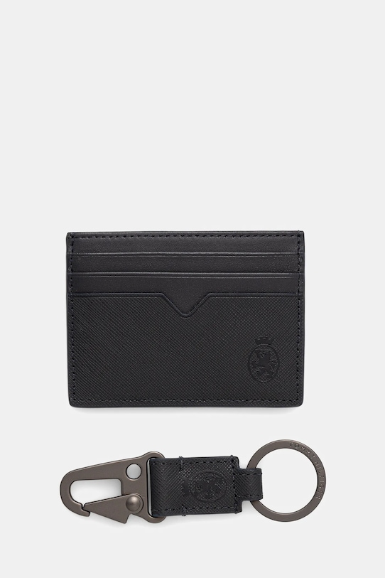 Tommy Hilfiger card holder din piele și breloc husă de card bleumarin AM0AM13779