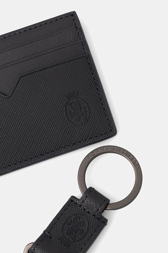 Tommy Hilfiger card holder din piele și breloc AM0AM13779 bleumarin
