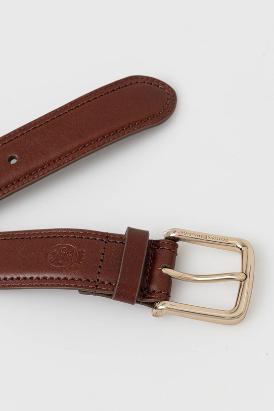 Tommy Hilfiger pasek i etui na karty skórzane brązowy AM0AM13934