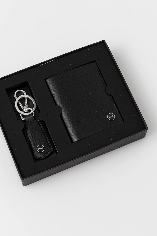 BOSS portfel skórzany + brelok 50552891 czarny