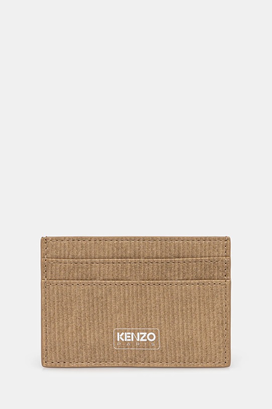 Kenzo etui na karty skórzane Card Holder gładkie beżowy FF62PM100L06