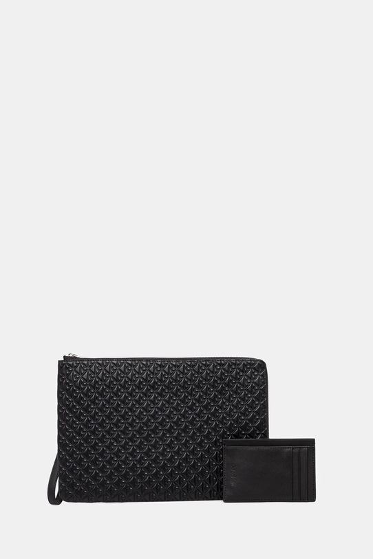Calvin Klein saszetka skórzana skóra licowa czarny LV04D0003G