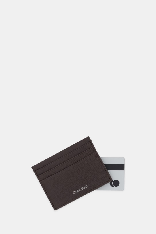 Akcesoria Calvin Klein etui na karty skórzane LV04D1060G brązowy